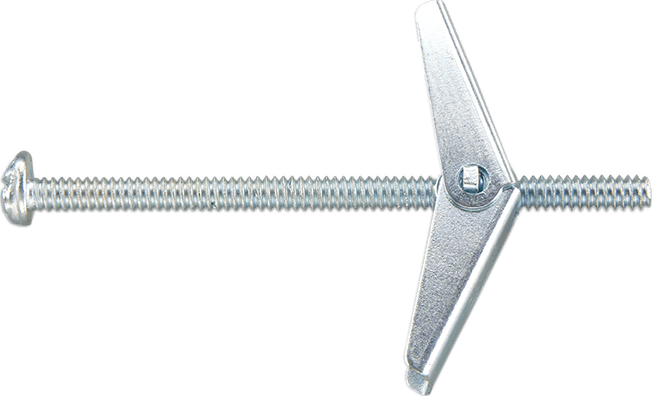 Mushroom Head Toggle Bolt Anchor, Zinc Plated Steel, 3/16"