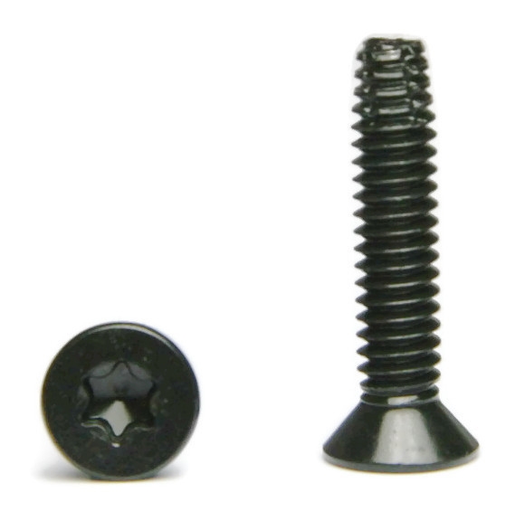 Machine Screws, Star Drive T-40 Flat Head, Thread Cutting, Black Phosphate Steel, 5/16"-18