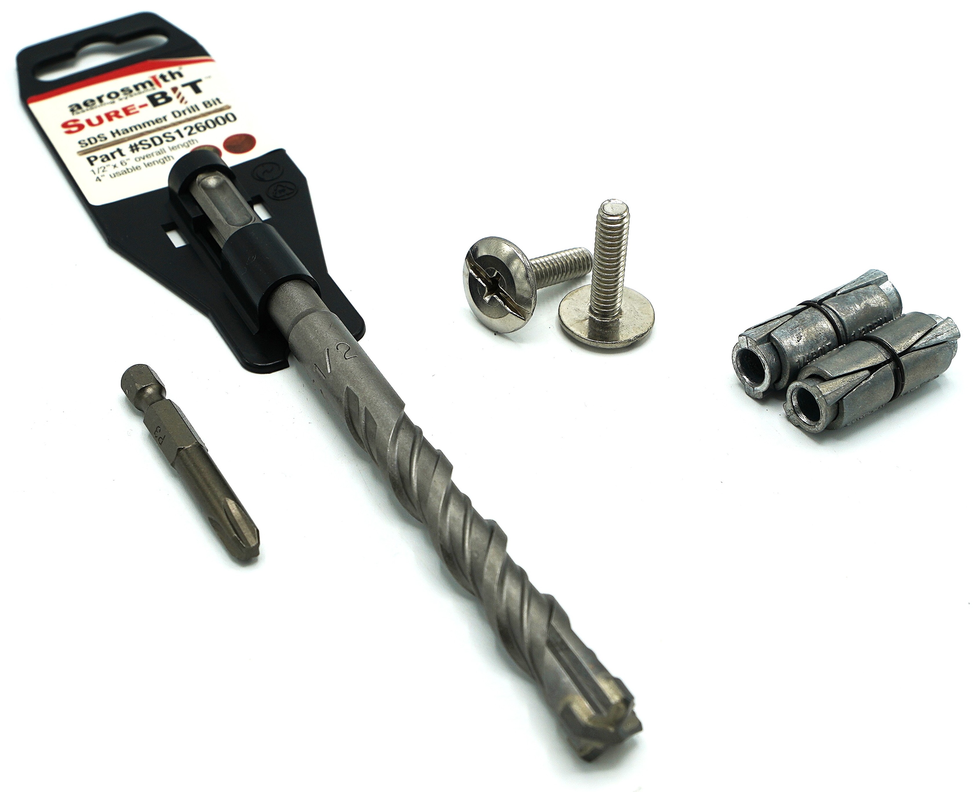 Hurricane Kit, Stainless Sidewalk Bolts, Expansion Anchors, Drill Bit & Power Bit - 42 Pcs For Brick
