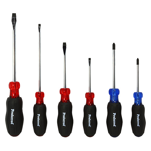 6 Piece Black TPV Handle Acetate Cushion Grip Screwdriver Set