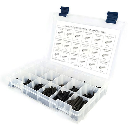 Kit Assortment, Socket Cap Screws, Black Oxide Stainless Steel, 441 Pieces