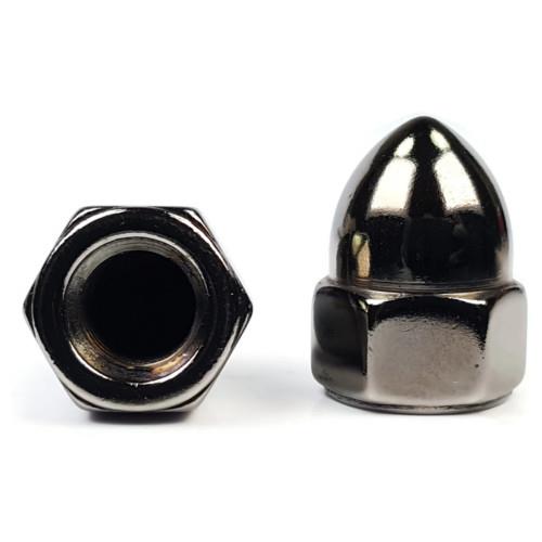 Black Acorn Nuts, Chrome Plated Steel, 5/16
