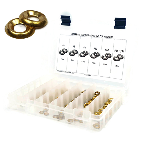 Kit Assortment, Finishing Cup Washers, Brass, 276 Pieces Kit Assortment, Finishing Cup Washers, Brass, 276 Pieces
