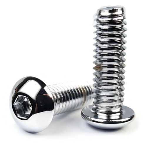 Socket Cap Screws, Button Head, Chrome Plated Steel, 3/8"-16 x 1"