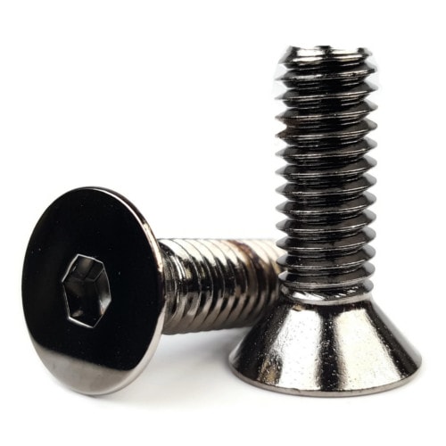 Socket Cap Screws, Flat Head, Black Chrome Plated, #8-32 x 1/2"