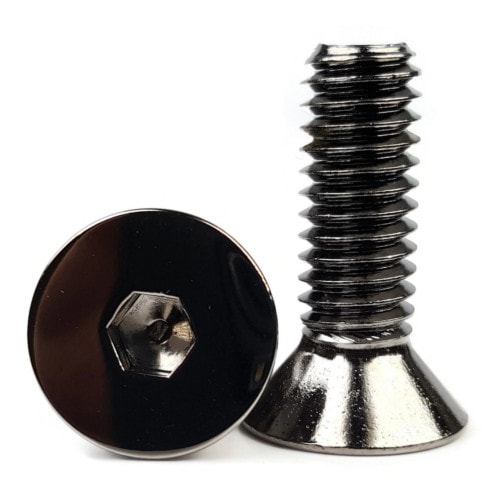 Socket Cap Screws, Flat Head, Black Chrome Plated, #10-24 x 1/2"