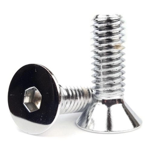 Socket Cap Screws, Flat Head, Chrome Plated, #8-32 x 1/2"