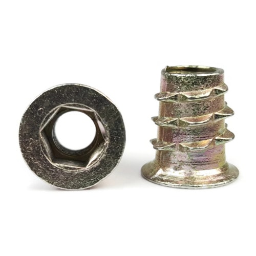 Threaded Inserts, Flange Hex Drive, Zinc Alloy Steel, Type D, #8