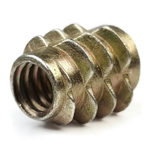 Metric Threaded Insert Nuts, Flush Hex Drive, Softwood, Yellow Zinc ...