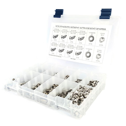 Kit Assortment, Metric Socket Cap, Screws Button Head, Stainless Steel A2, 601 Pieces