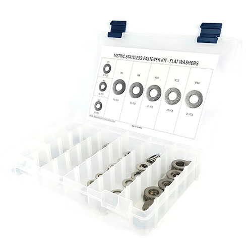 Kit Assortment, Metric Flat Washers, Stainless Steel A2, 326 Pieces