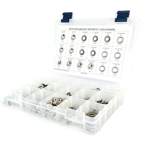 Kit Assortment, Metric Nuts and Washers, Stainless Steel A2, 1051 Pieces