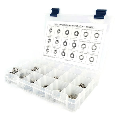 Kit Assortment, Metric Hex Finish Nuts and Washers,  Stainless Steel A2, 706 Pieces Kit Assortment, Metric Hex Finish Nuts and Washers,  Stainless Steel A2, 706 Pieces