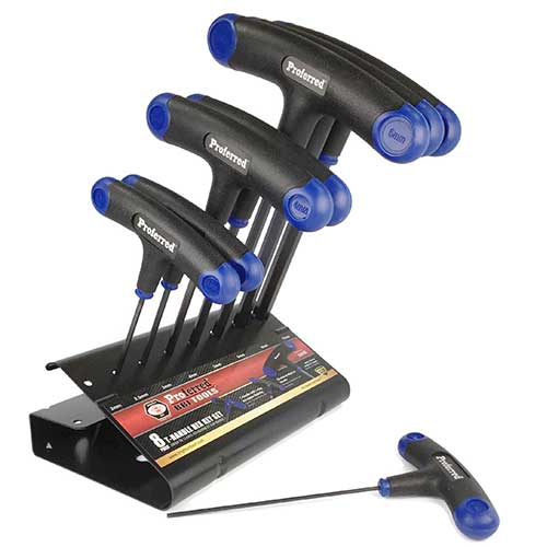 Premium Metric T-Handle Hex Allen Key Set, 8 Pieces (2mm - 10mm)