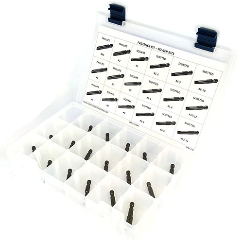 Kit Assortment, Power Bits, Phillips, Slotted, and Square Drive, 17 Pieces Kit Assortment, Power Bits, Phillips, Slotted, and Square Drive, 17 Pieces