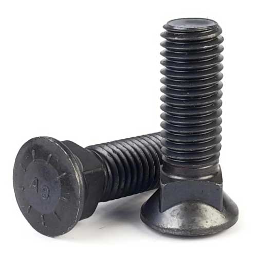 Plow Bolts, Dome Head, Plain Steel, Grade 8, 5/8"-11