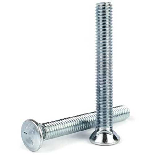 Plow Bolts, Flat Head, Zinc Plated Steel, Grade 5, 3/8"-16