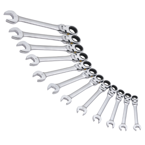 11 Piece Metric Flex Head Ratcheting Combo Wrench Set