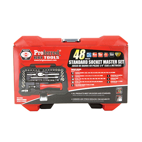 48 Piece 1/4" Drive Standard SAE & Metric 6 Point Master Socket Set