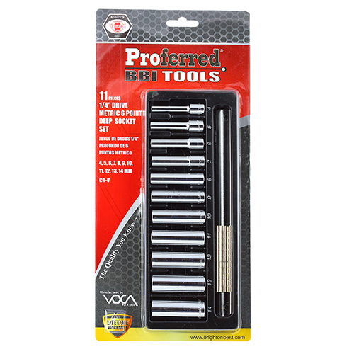 11 Piece 1/4" Drive Deep Metric 6 Point Socket Set