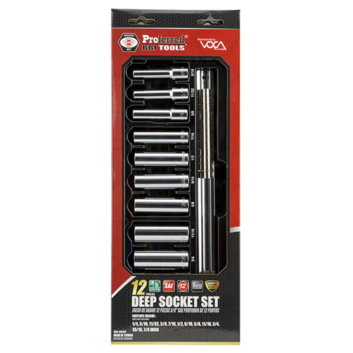 12 Piece 3/8" Drive Deep SAE 12 Point Socket Set 12 Piece 3/8" Drive Deep SAE 12 Point Socket Set