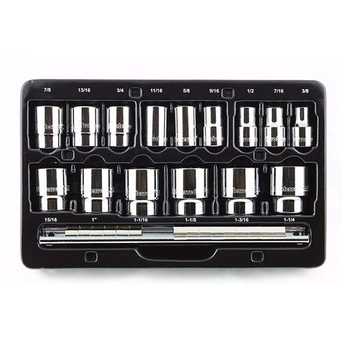 15 Piece 1/2" Drive Standard SAE 12 Point Socket Set