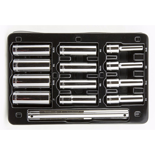 12 Piece 1/2" Drive Deep SAE 12 Point Socket Set