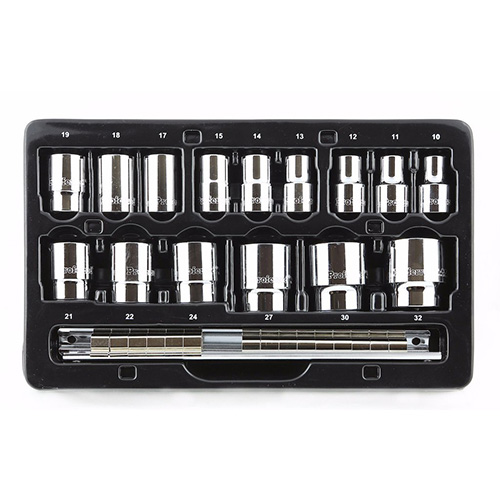 15 Piece 1/2" Drive Standard Metric 12 Point Socket Set