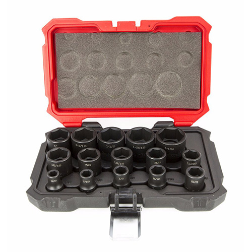 15 Piece 1/2" Drive Standard SAE 6 Point Impact Socket Set