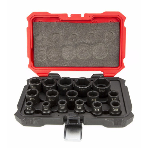16 Piece 1/2" Drive Standard Metric 6 Point Impact Socket Set