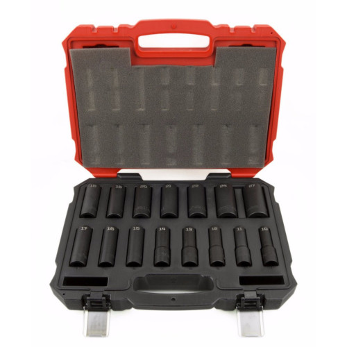 15 Piece 1/2" Drive Deep Metric 6 Point Impact Socket Set