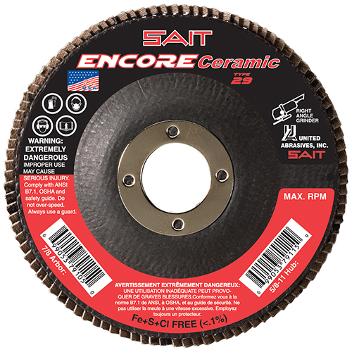 SAIT, Encore Ceramic, Type 29, Grain Flap Discs