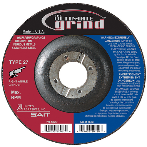 SAIT, Grinding Wheels, Type 27, The Ultimate Grind, 1/4" Thick SAIT, Grinding Wheels, Type 27, The Ultimate Grind, 1/4" Thick