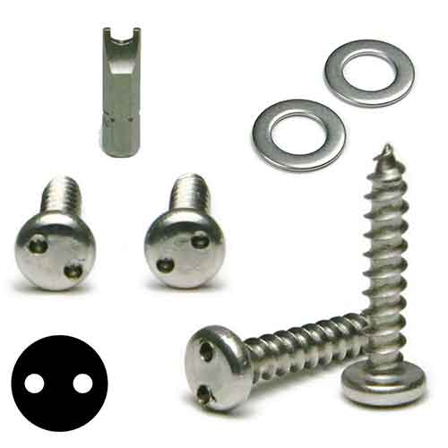Kit  Tamper Proof License Plate Mounting, Sheet Metal Screws Spanner Pan Head, Stainless Steel