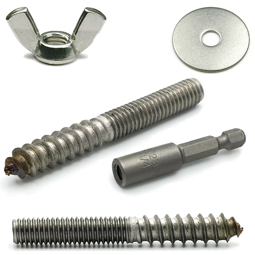Kit, Hurricane Hardware Shutter Mounting Hanger Bolts, Washers, Wing Nuts Stainless, 31 Pieces