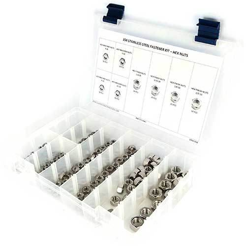 Kit Assortment, Hex Finish Nuts, Stainless Steel 304, 311 Pieces