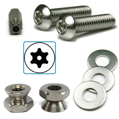 Kit Assortment, Anti Theft Sign Mounting Hardware Star Drive Bolts & Shear Nuts, Stainless, 25 Pcs