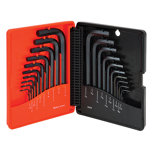 20 Piece Short Arm Hex Key Set, SAE and Metric