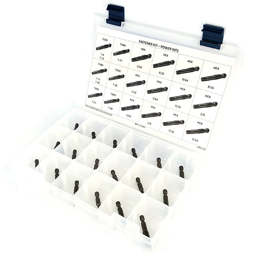 Kit Assortment, Power Bits, Star Drive and Hex Allen Drive, 21 Pieces