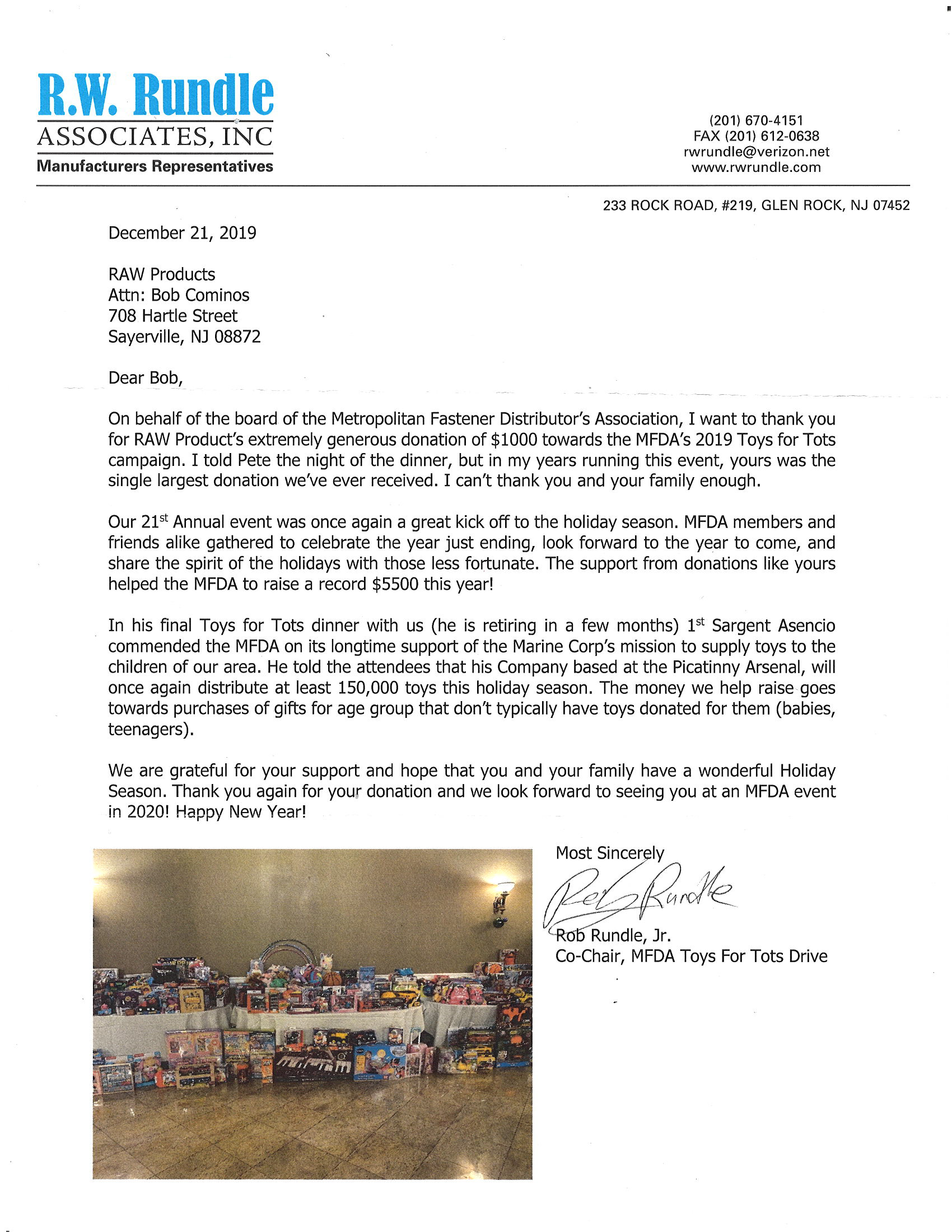 toys for tots thank you letter