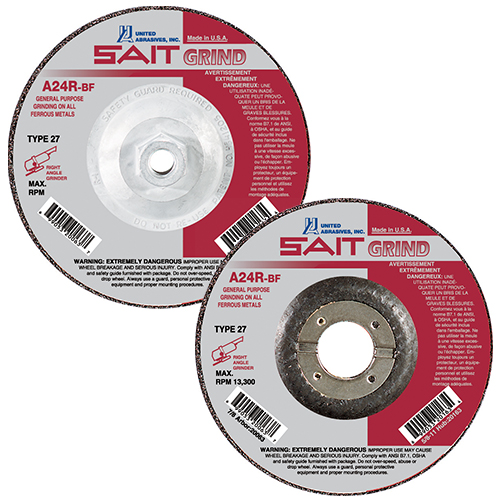 SAIT, Grinding Wheels, Type 27 A24R, 1/4" Thick