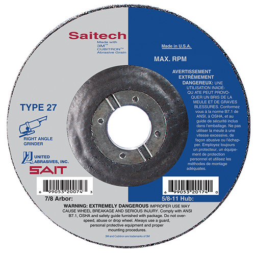 SAIT, Grinding Wheels, Type 27, Saitech Ultimate Performance, 1/4" Thick