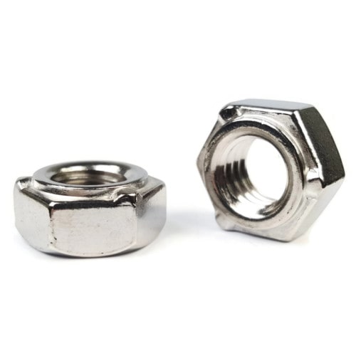 Hex Weld Nuts, 3 Projections With a Short Pilot, Stainless Steel 18-8
