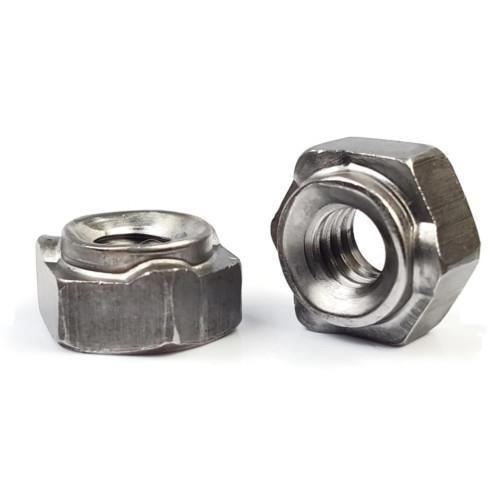 Hex Weld Nuts Metric, 3 Projections With a Long Pilot, Plain Steel