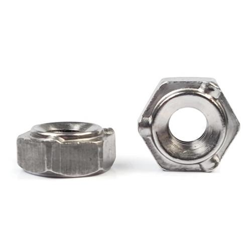 Hex Weld Nuts Metric, 3 Projections With a Short Pilot, Plain Steel
