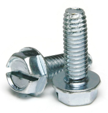 Machine Screws, Slotted Hex Washer Head, Type F Thread Cutting, Zinc Plated Steel, #10-24 Machine Screws, Slotted Hex Washer Head, Type F Thread Cutting, Zinc Plated Steel, #10-24