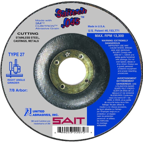 SAIT, Cutting Wheels, Saitech High Performance, Type 27, .045