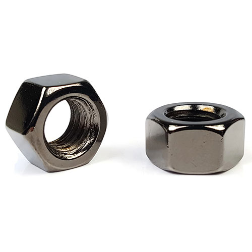Hex Finish Nuts, Black Chrome Plated Steel, 1/4"-28