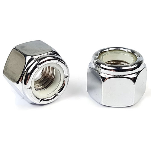 Nylon Lock Nuts, Chrome Plated Steel, 3/8"-16