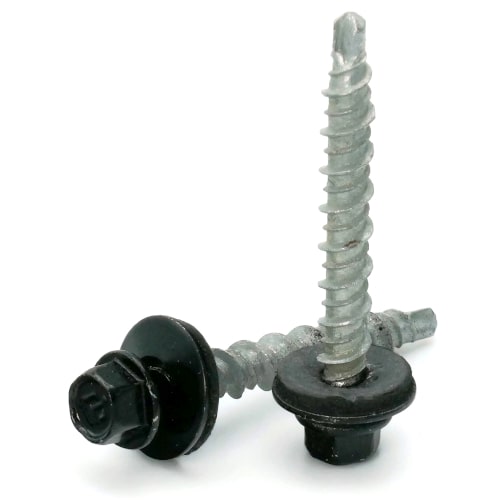 Roofing Screws, Fastgrip™, Hi-Lo Thread Mini-Driller™, Black, #10